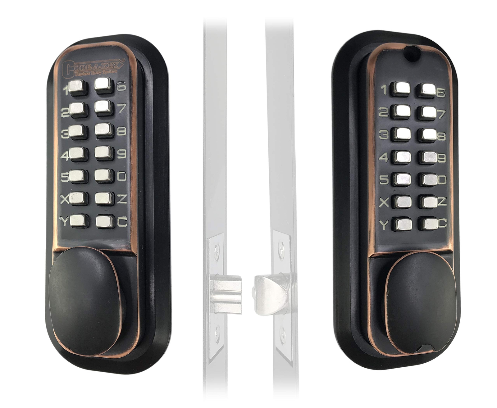 Mechanical Keyless Combination Latch Door Lock with Double Keypads Oil Rubbed gallery