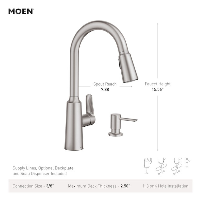 Moen 87028BL Edwyn One-Handle High Arc Pulldown Kitchen Faucet - Matte Black gallery