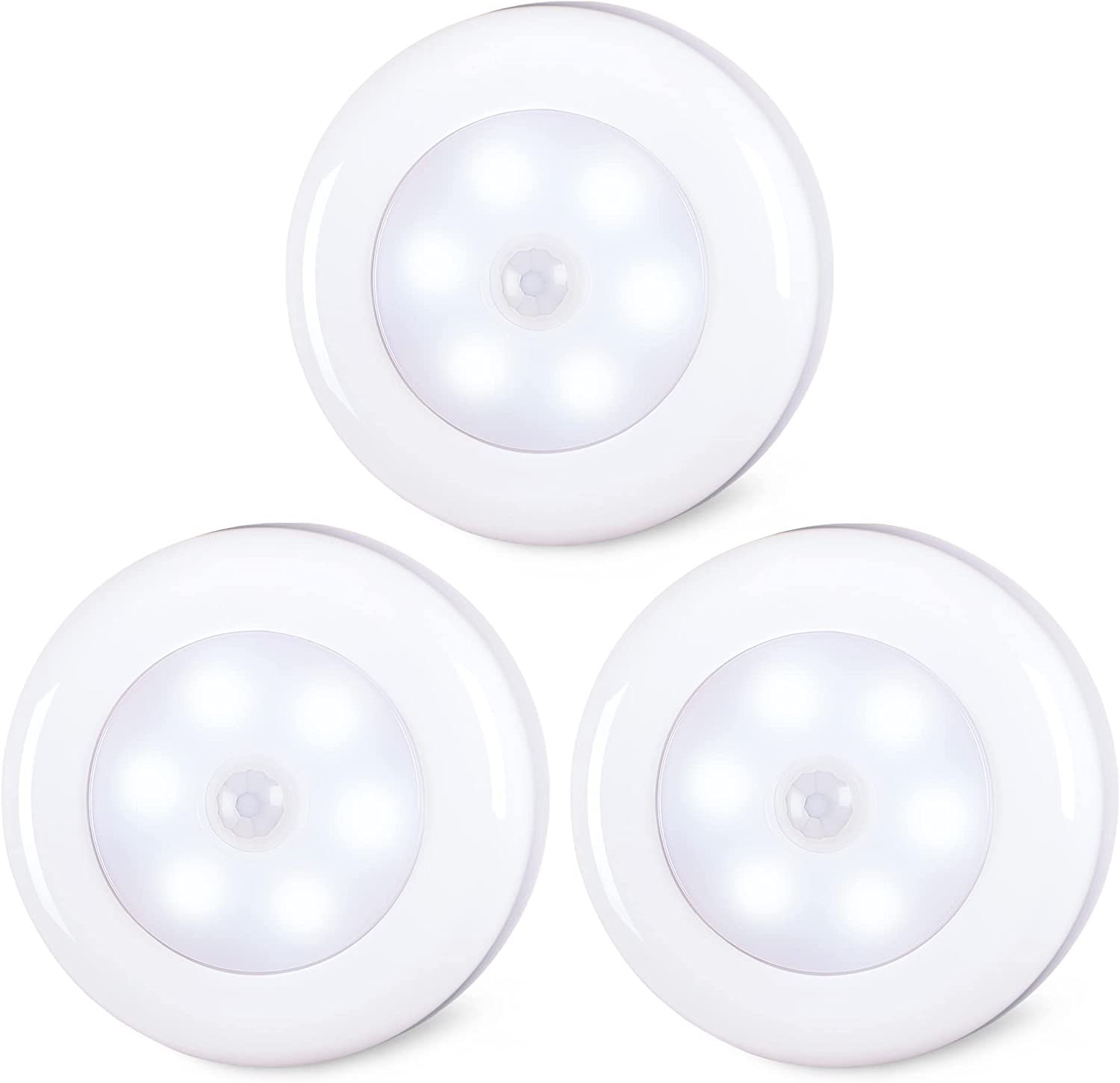 3 Pack 2.8” Motion Sensor Lights Indoor AAA Battery Operated, Stick on LED Puck gallery