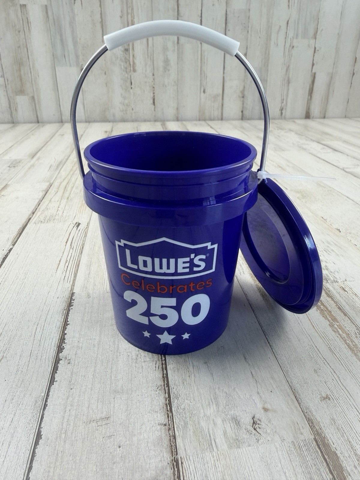 Lowe's Mini Bucket Blue 250 Year W/ Lid RARE color, Brand New Fast Shipping gallery