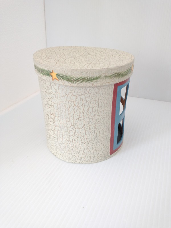 Nesting 3D Paper Mache Round Box Set Santa Cardinal Window Candy Cane Birdhouse gallery