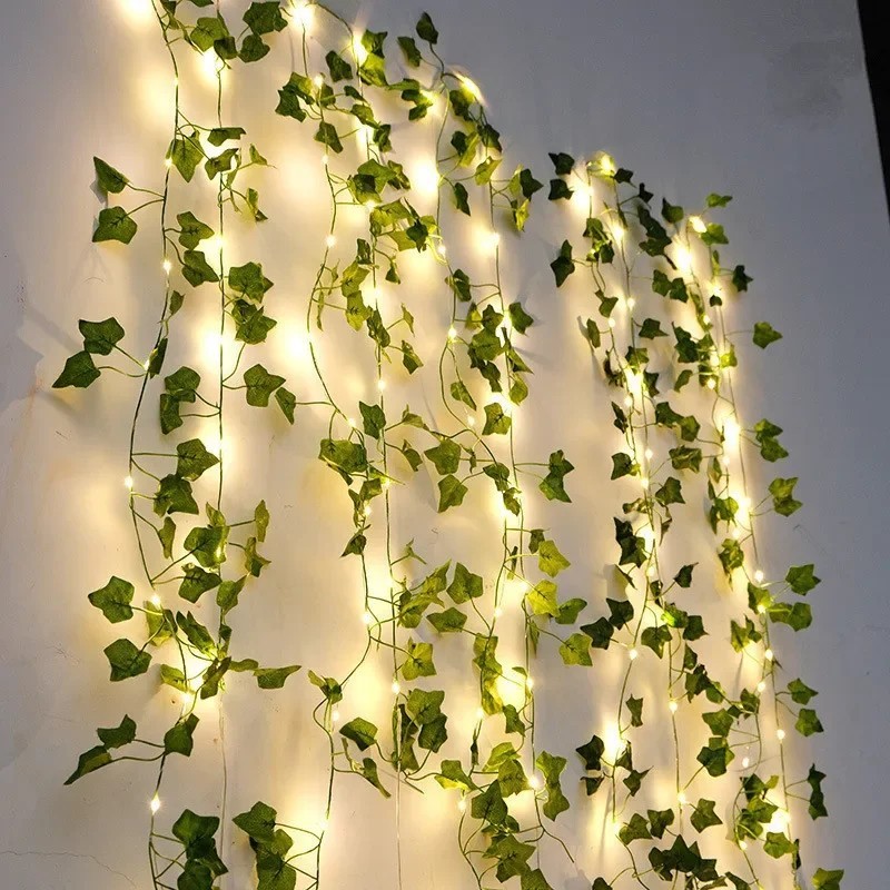 Artificial Green Leaf String Lights: Battery-powered Fairy Lights for Christmas