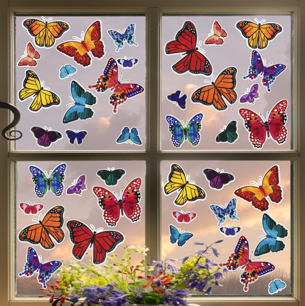 100-Count Static Cling Vinyl Window Decorations, Butterflies (5 Sheets of 20)
