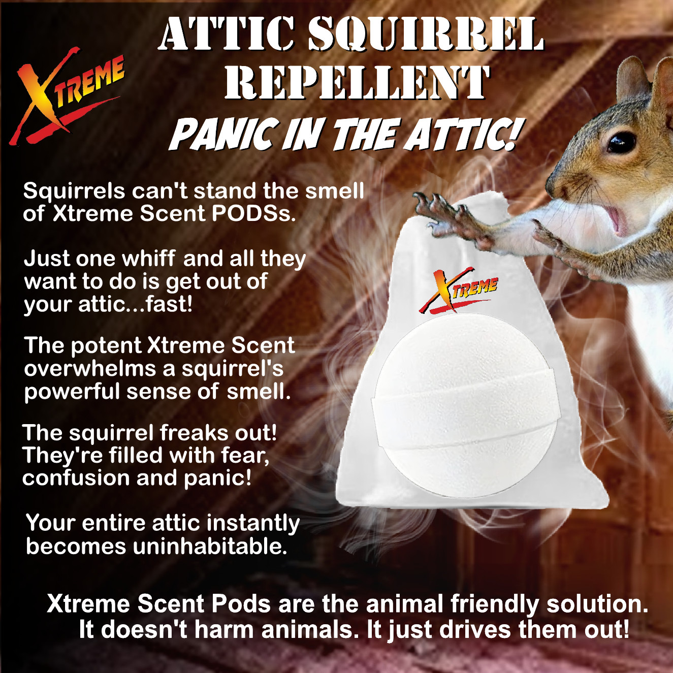 Xtreme Attic Squirrel Repellent. Drives Squirrels Out Fast! 5 PCS gallery