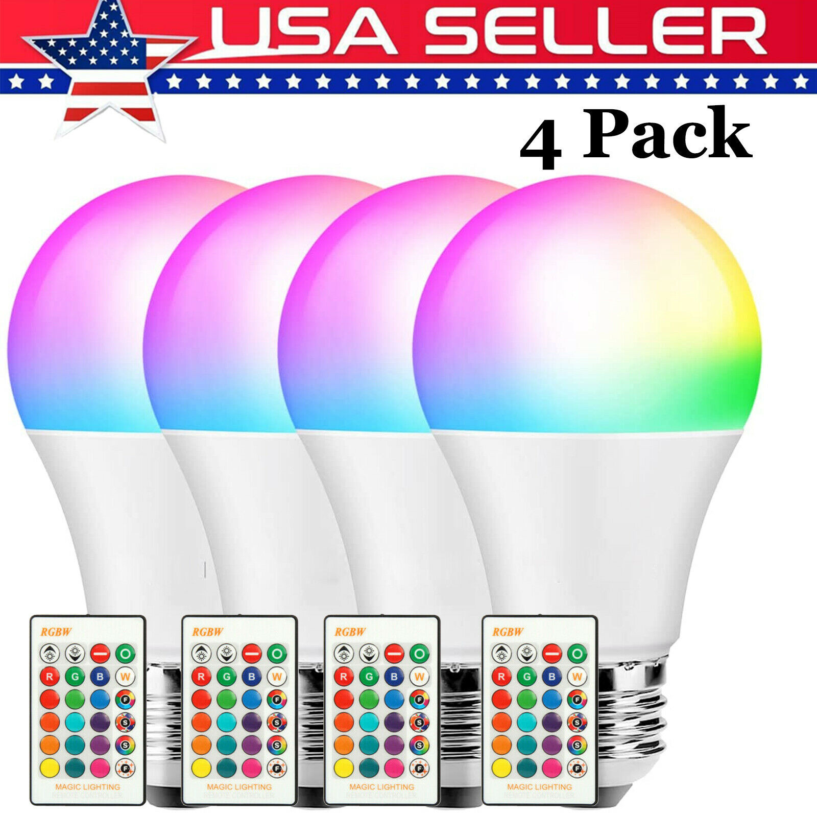 [4-Pack] Color Changing Light RGB LED Bulbs Dimmable Party Lights Remote Control gallery