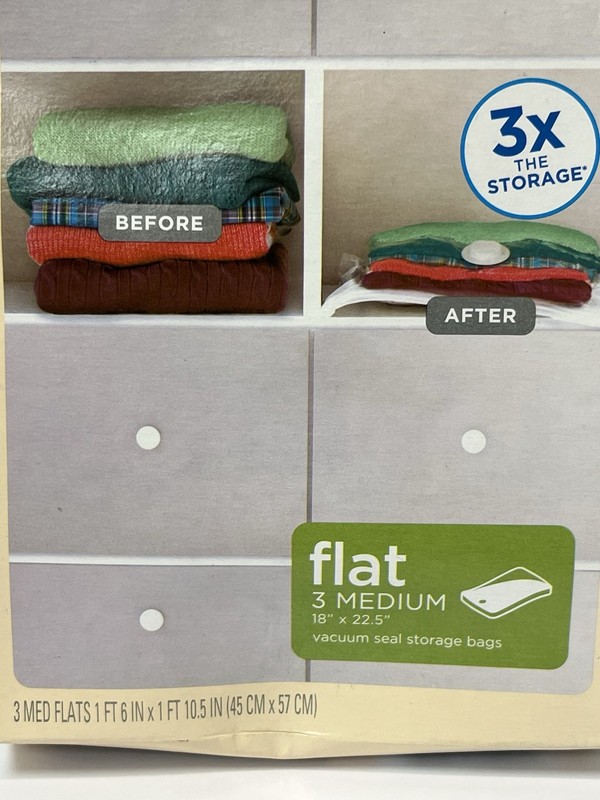 NEW Ziploc Space Bag FLAT Medium Flat Storage Compression Bags Reusable 3 Count gallery