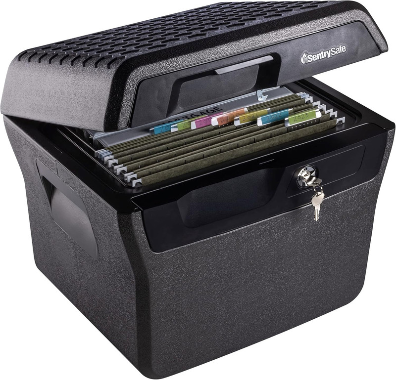Fireproof and Waterproof Lock Box with Key Lock, File Safe with Carrying Handles gallery