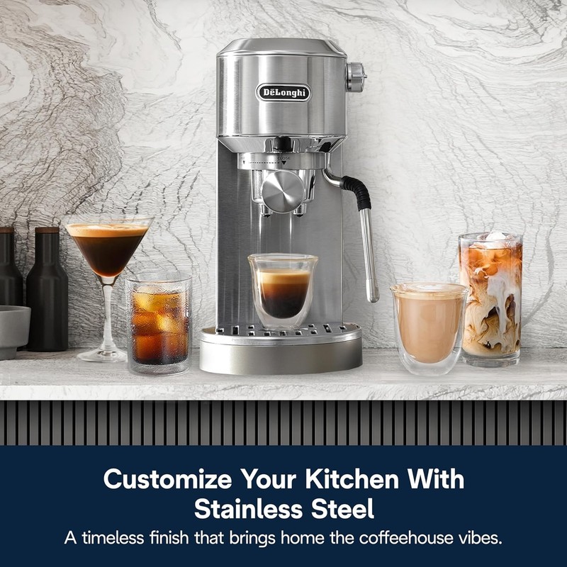 Dedica Duo Compact Espresso Machine - Cold Brew Coffee Maker with Milk Frother W gallery