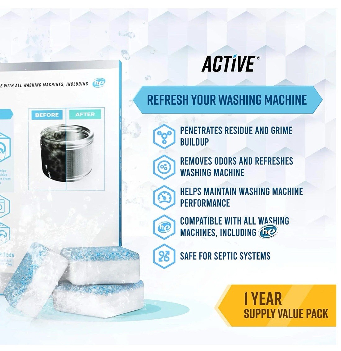 Washing Machine And Dishwasher Cleaning Tablets Bundle - 12 Months Supply gallery