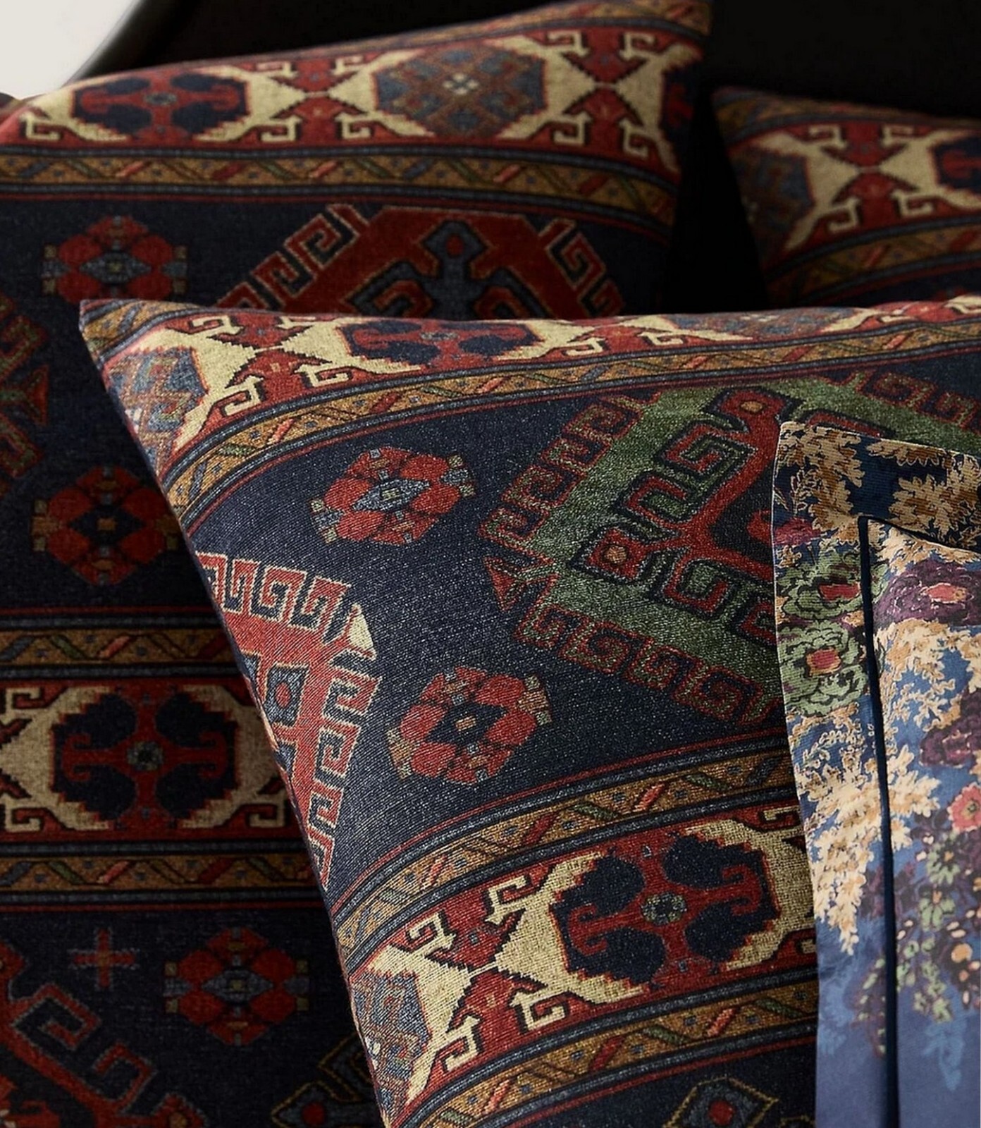 Ralph Lauren Ludlow Collection Creston Euro Sham Heavyweight Cotton Navy $215 gallery