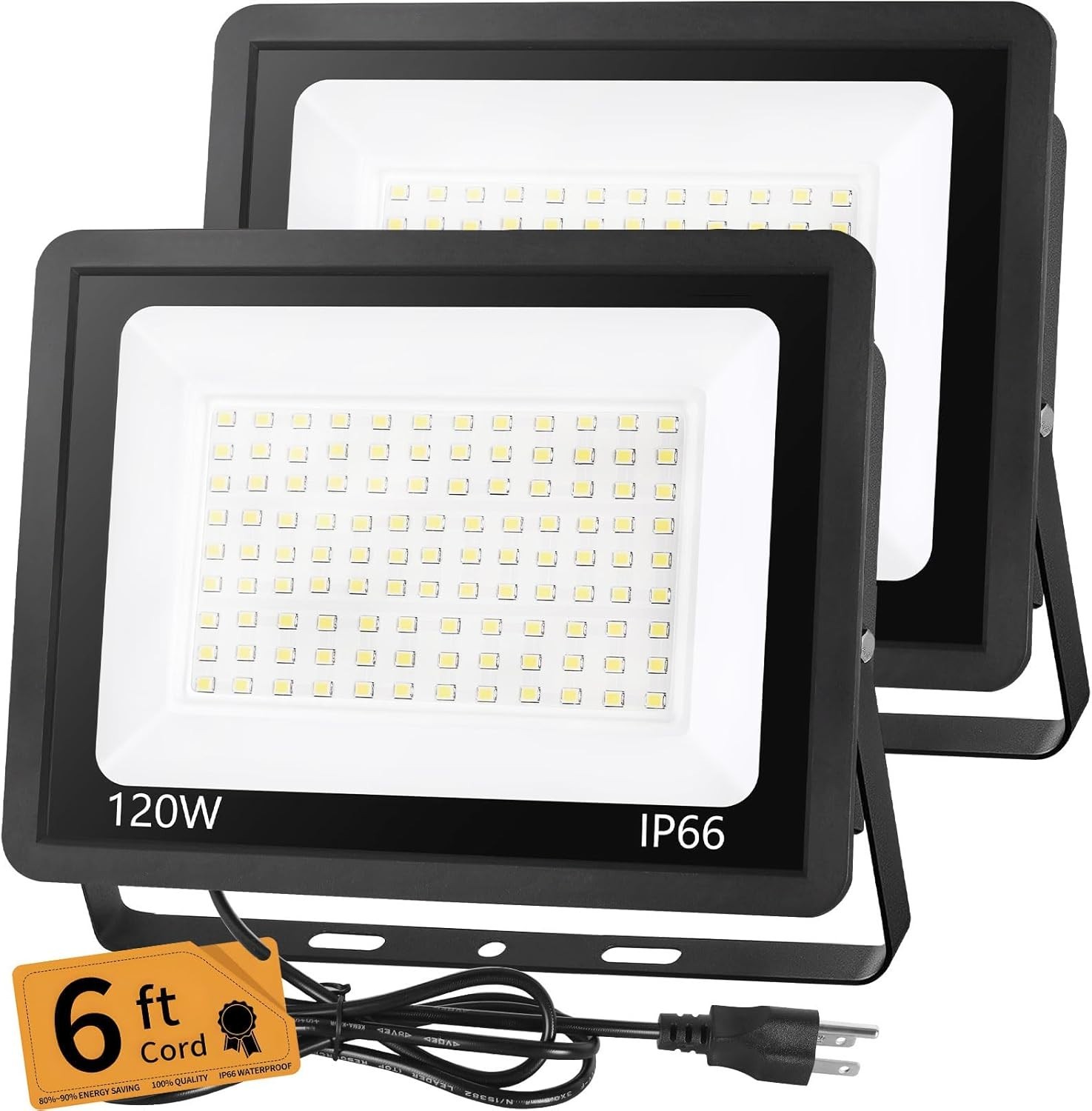 120W LED Flood Light Outdoor with 6ft Plug, 14400LM Brighter Exterior Securit... gallery