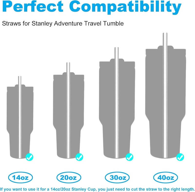 6 Pack Replacement Straw for Stanley Adventure Quencher 40 oz 30 oz Cup Tumbler gallery
