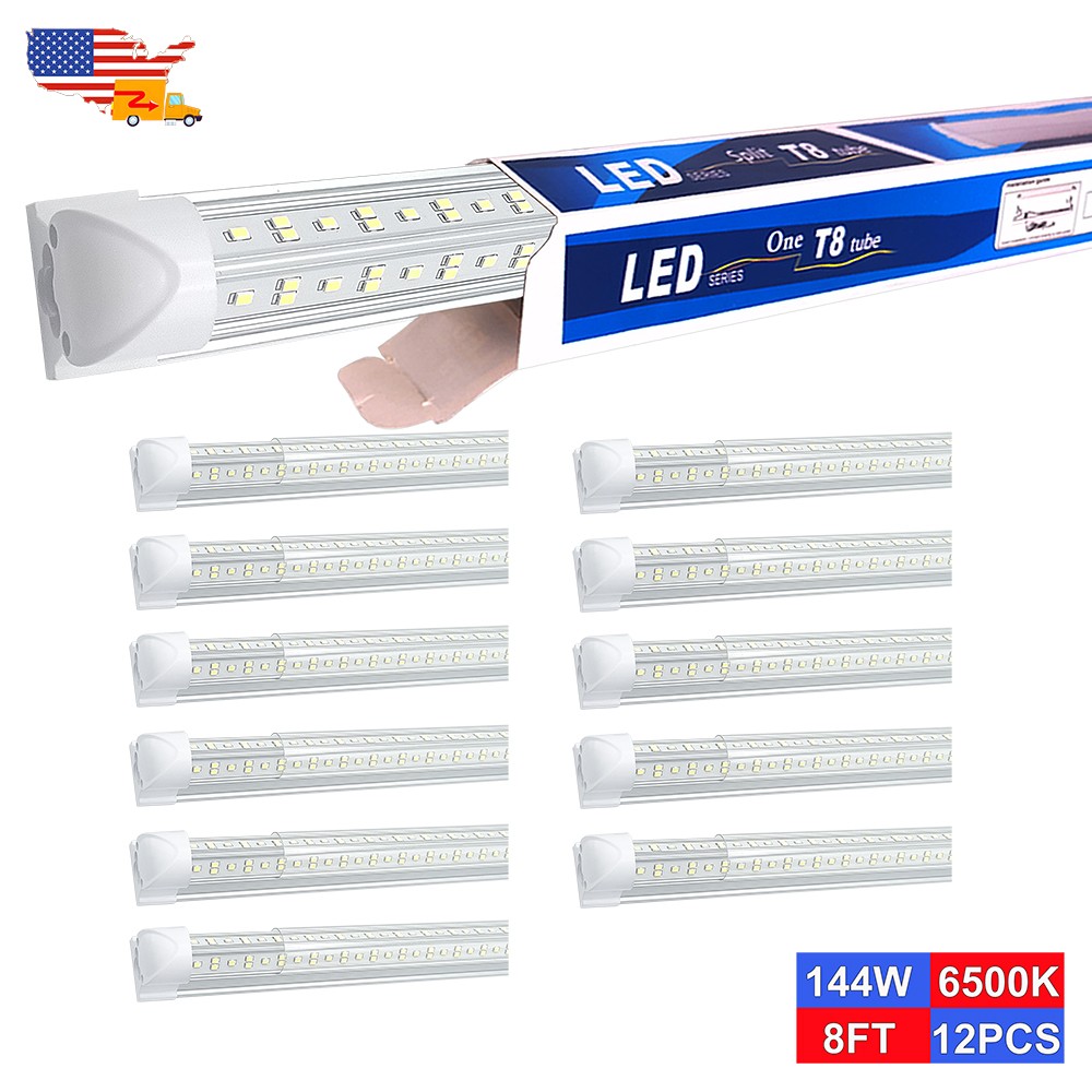 12 Pack 8FT 144W 18000Lm LED Strip Light 6500K Warehouse T8 Integrated Fixture gallery