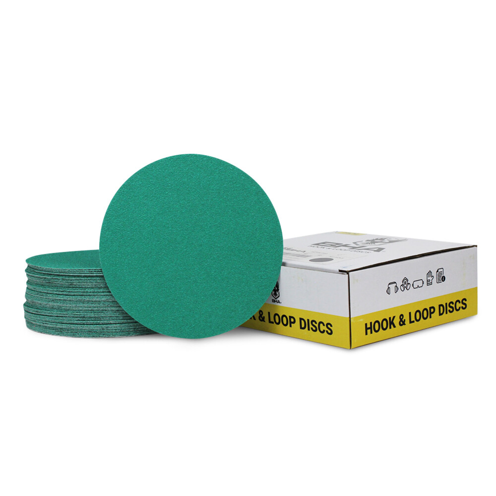 BHA 5" Green Film Hook & Loop Sanding Discs, Wet/Dry Orbital Sandpaper - 50 Pack gallery