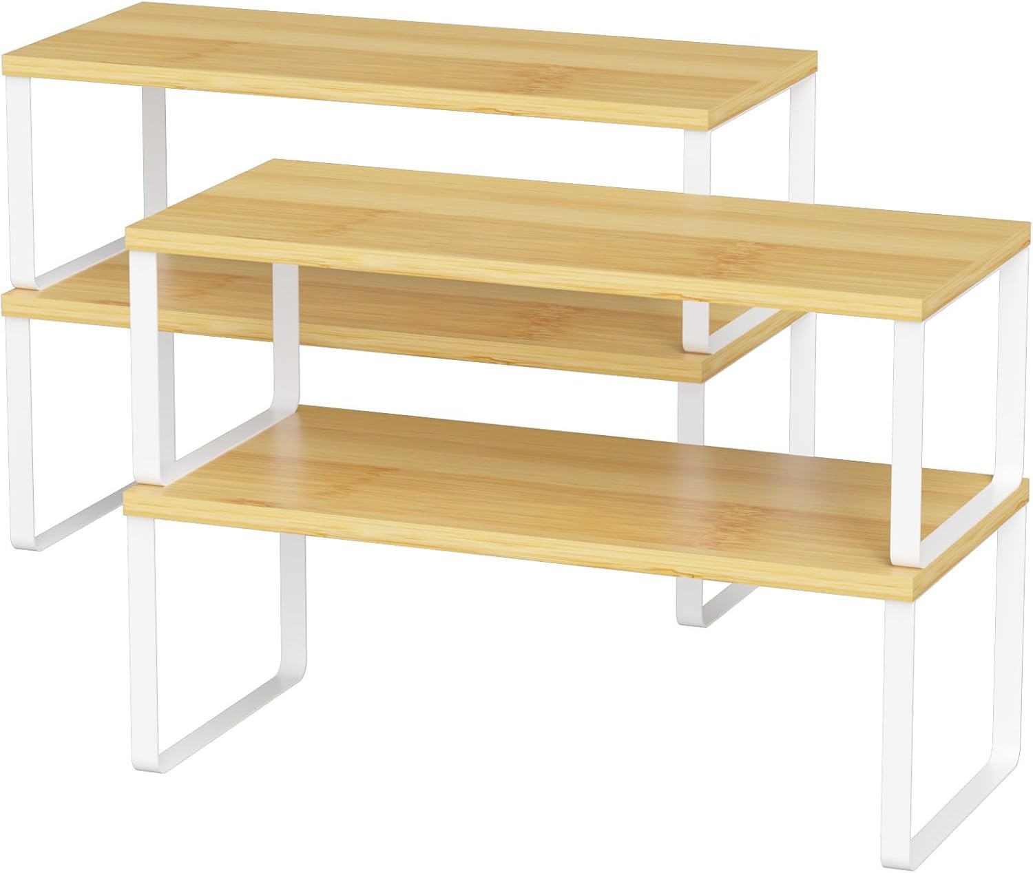 4 Pack Kitchen Cupboard Organizer Stackable Expandable Storage Shelf Rack Pantry gallery