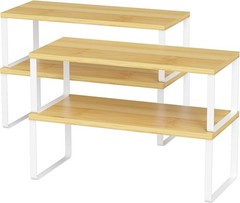 4 Pack Kitchen Cupboard Organizer Stackable Expandable Storage Shelf Rack Pantry
