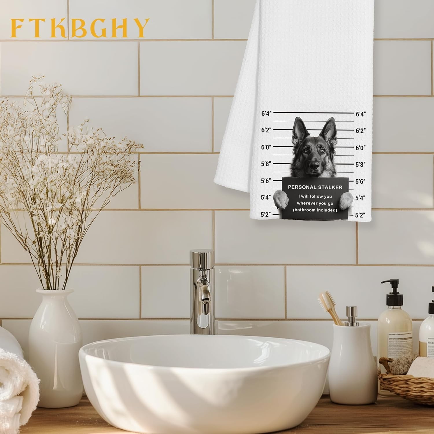 German Shepherd Kitchen Towel Funny Dog Lover Gift Mom Dad Women Men Black gallery