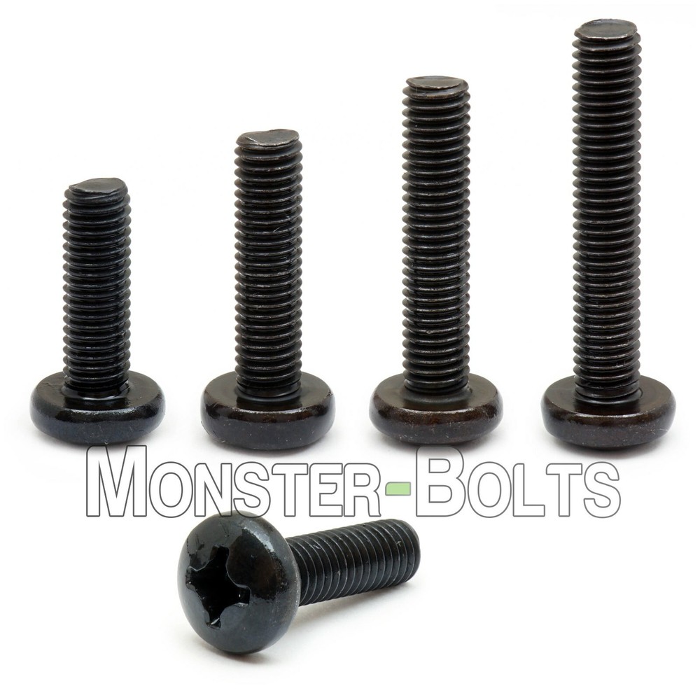 M4 Phillips Pan Head Machine Screws, Steel w Black Oxide & Oil, DIN 7985A Metric