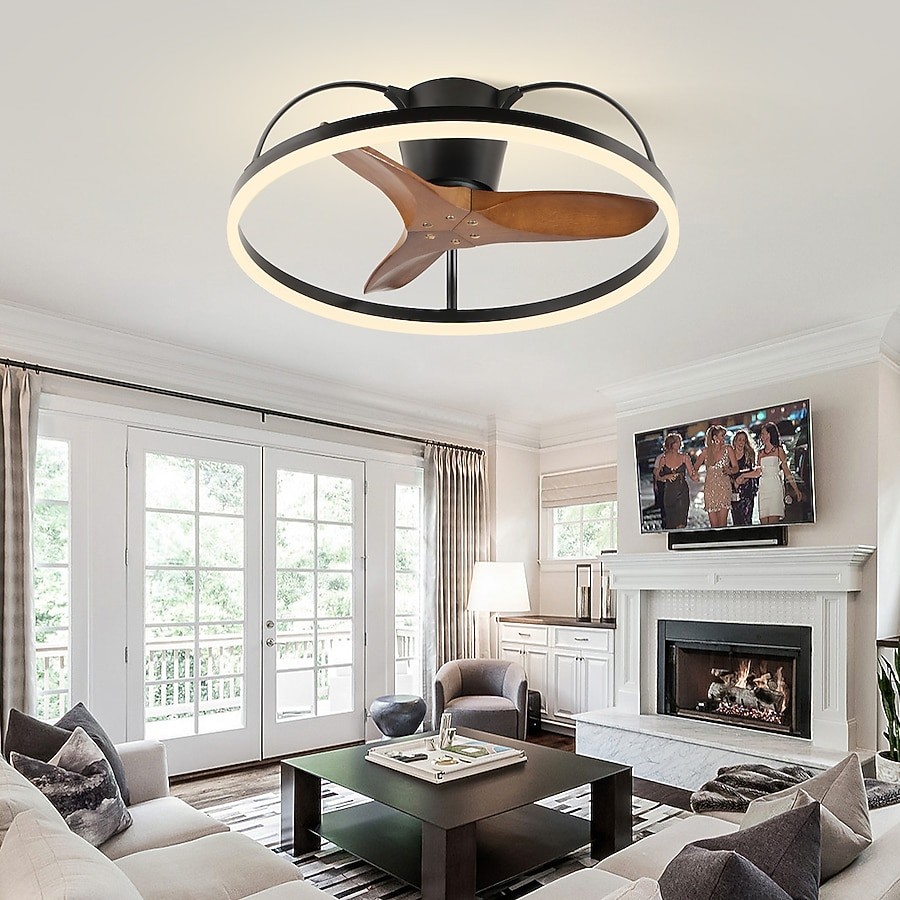 LOVMOR Solid Wood Blade Ceiling Fan w/Light Remote 3000-6000K Dimmable LED Fan gallery