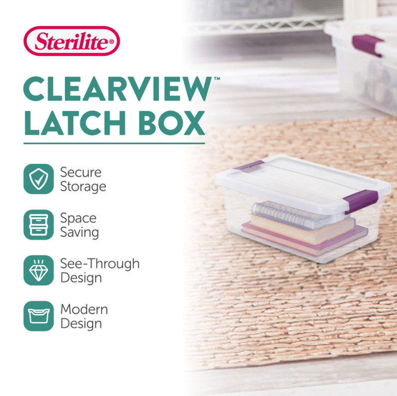 Sterilite 6 Quart Plastic ClearView Latch Box Storage Container Tote, 12 Pack gallery