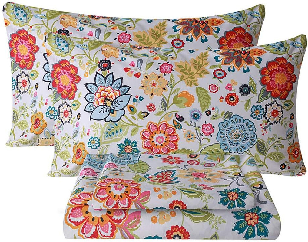 Queen Sheet Set Ultra Soft Breathable Silky Flower Bed Sheets Deep Pocket 100% M gallery