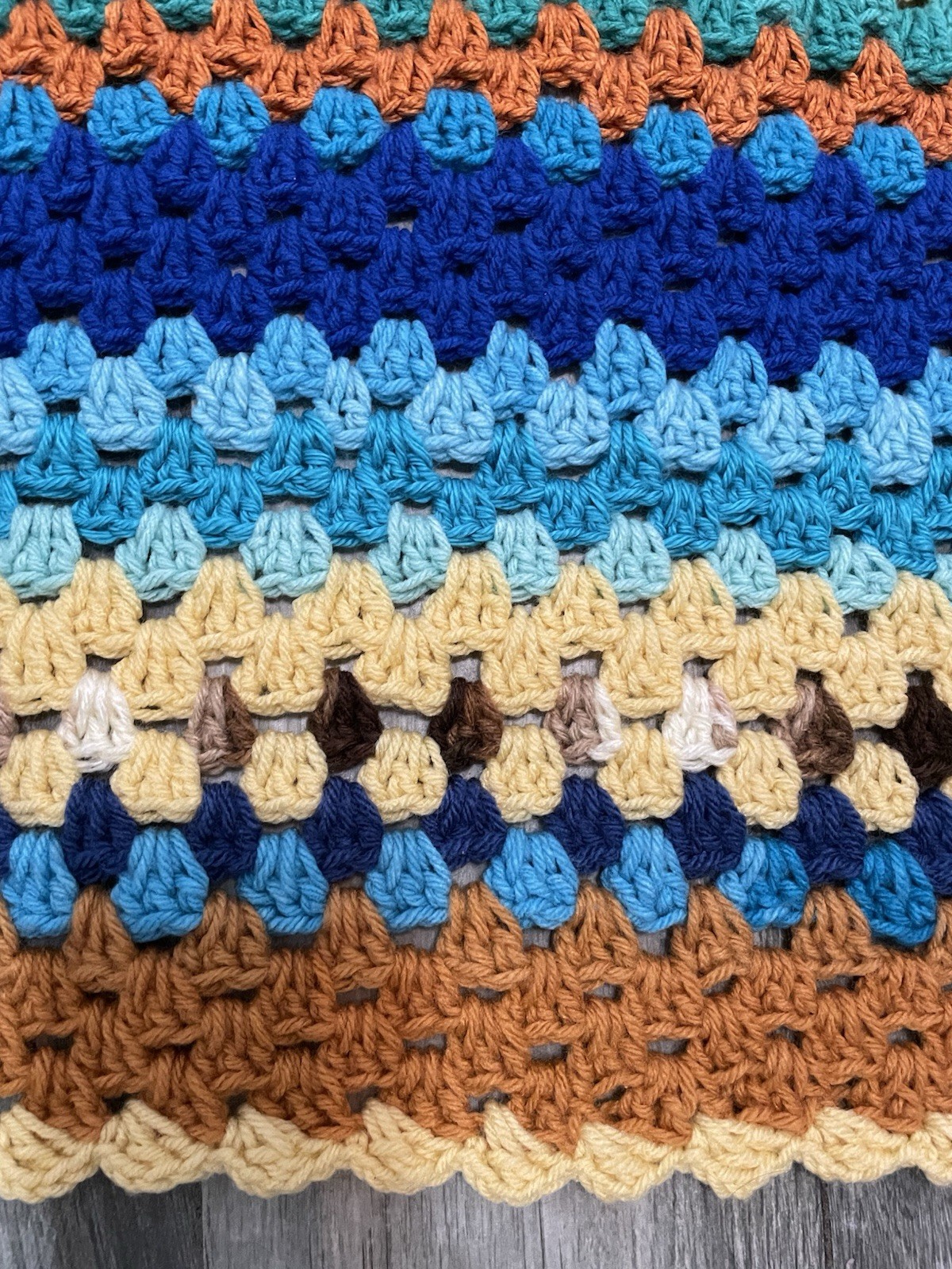 Vintage Crocheted Loose Waffle Knit Multicolor Afghan Throw Blanket 66” X 62” gallery