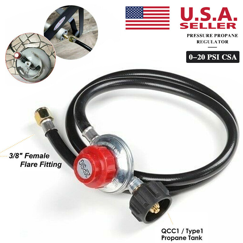 Adjustable Propane Gas Regulator Hose BBQ Grill Burner Tank with 4ft Hose 20PSIG gallery