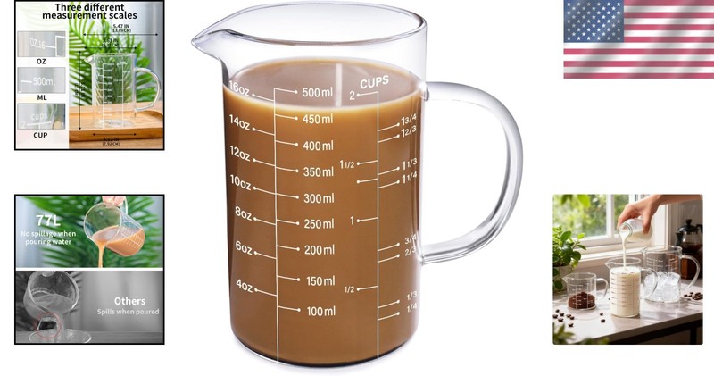 Versatile 500ml Glass Measuring Cup with Accurate Acid-Resistant Scale gallery