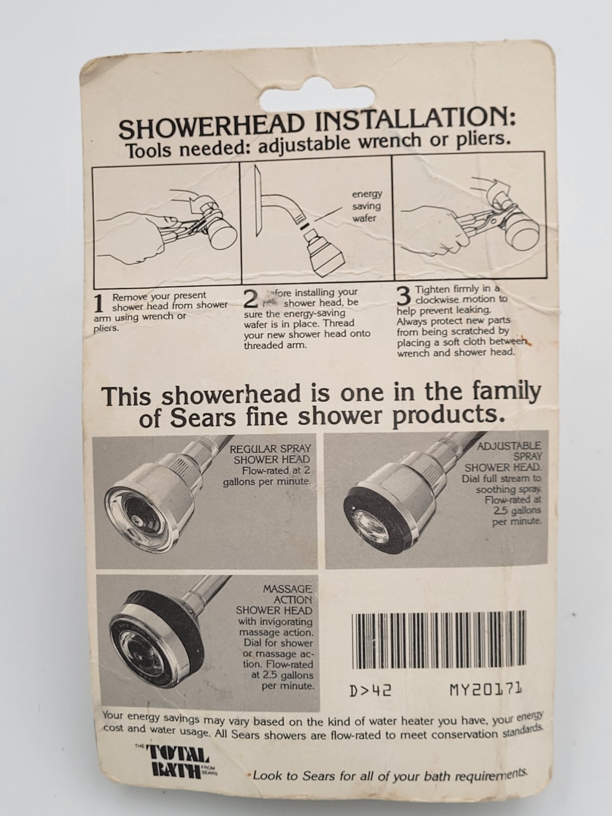 NEW Sears MY20171 Adjustable Shower Head 1/2" IPT 2 1/2" GPM in Chrome gallery