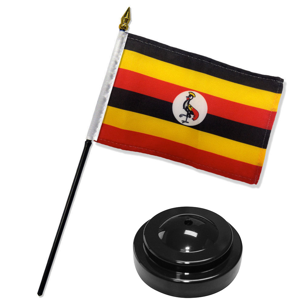Uganda 4"x6" Flag Desk Set Table Stick Black Base gallery