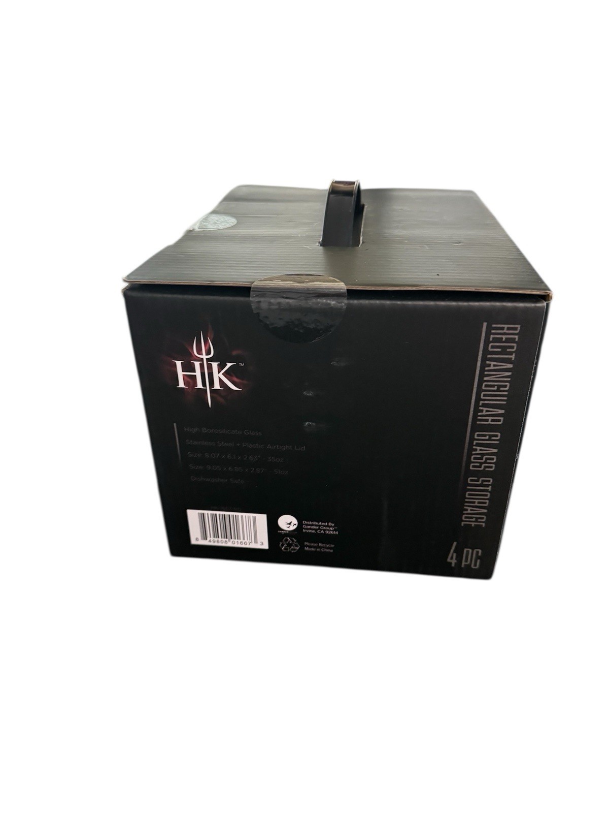 Hell's Kitchen Rectangular Glass Storage Container Set 4pc Red Airtight Lids gallery