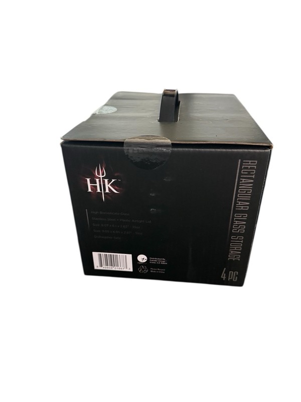 Hell's Kitchen Rectangular Glass Storage Container Set 4pc Red Airtight Lids gallery