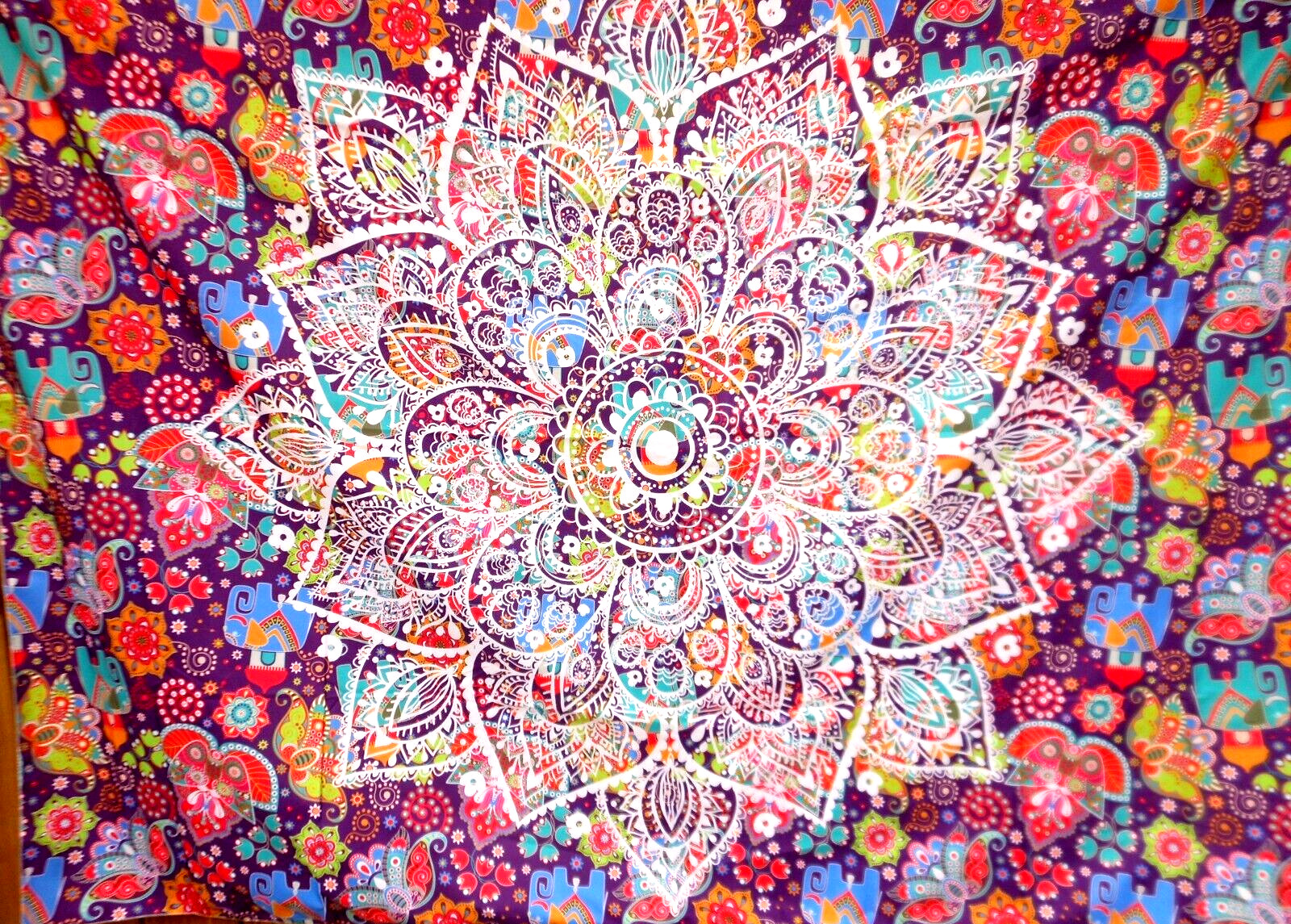 MANDALA ELEPHANT WALL TAPESTRY ~ 58" X 76" ~ MULTI COLOR PURPLE NEW (Z16) gallery
