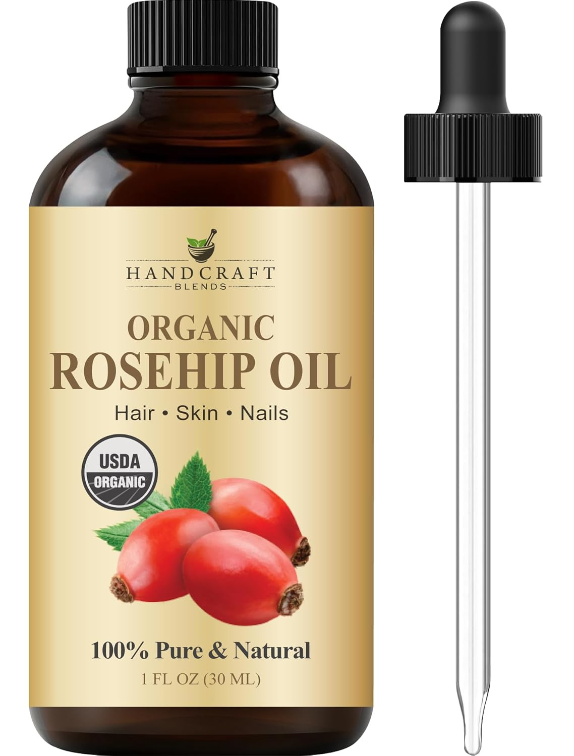 Handcraft Blends Cold-Pressed Organic Rosehip Oil | 1 Fl Oz | 100% Pure and Natu gallery