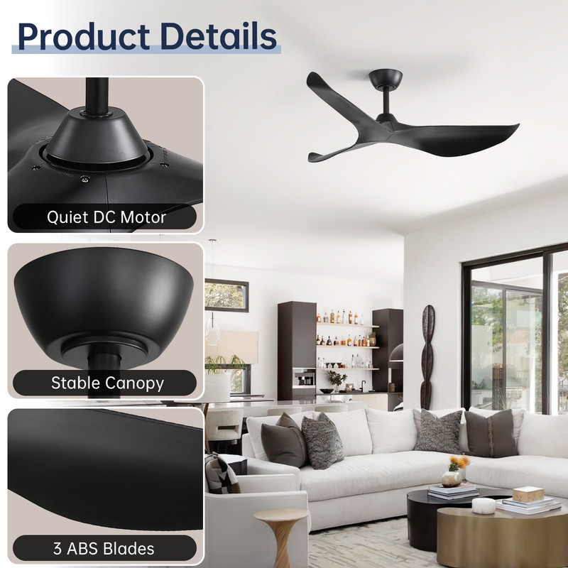 52 Inch Ceiling Fans w/ Remote Reversible DC Motor Bedroom Quiet Timer 6 Speeds gallery