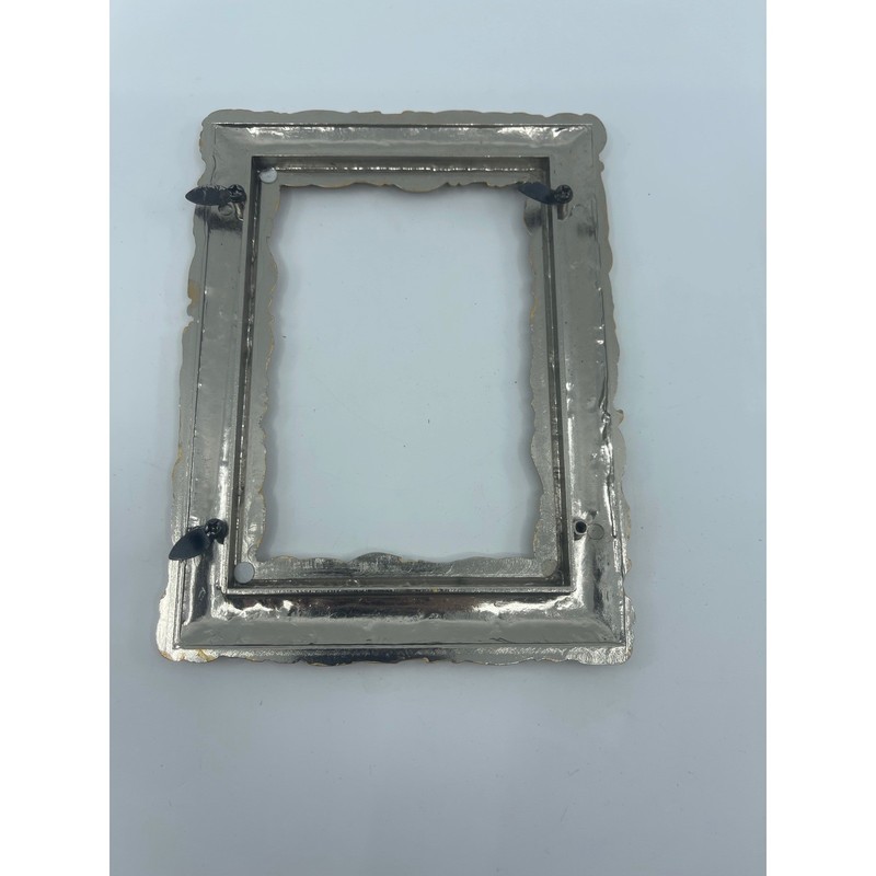 Ornate Scroll Vine Photo Frame Silvertone Metallic 3"x4.5" no back or glass gallery