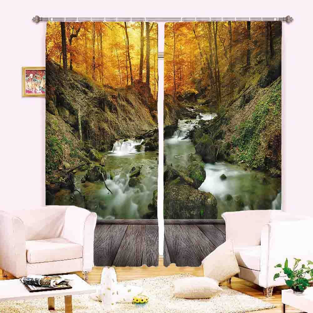Stream Deep In Mountains 3D Blockout Photo Print Curtain Fabric Curtains Window gallery