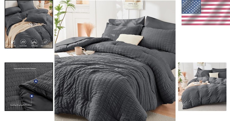 Cloud-Like Luxury King Comforter Set with Deep Pocket Fitted Sheet - Seersucker gallery