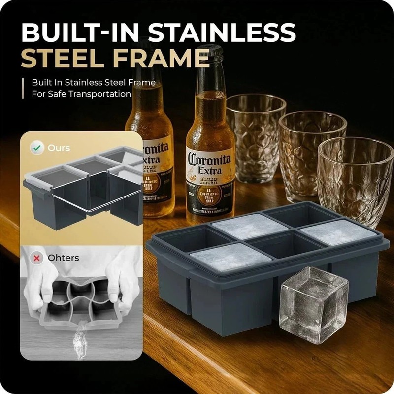 2 Pack 2 Inch Large Silicone Ice Cube Trays Square Ice Cube Molds for Whiskey gallery