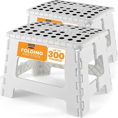Utopia Home Folding Step Stool 9 Inch White 2 Pack Anti Slip Holds 300 lbs