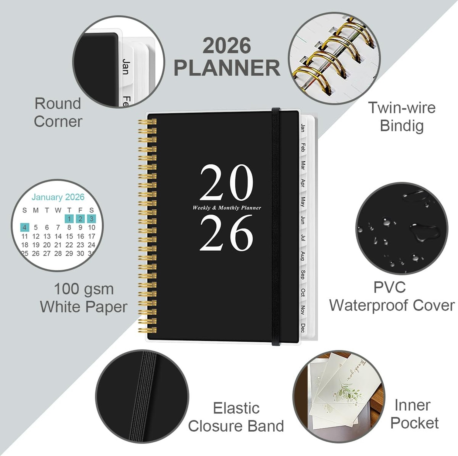 2026 Planner - A5 Weekly & Monthly Planners Spiral Bound, January 2026 - Dece... gallery