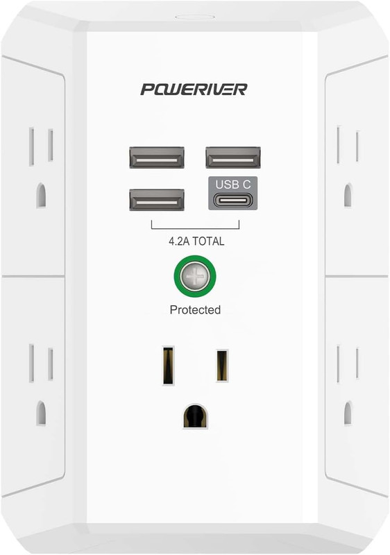 USB Wall Charger, Multi Outlet Extender Surge Protector with 4 USB Ports, 1680J gallery