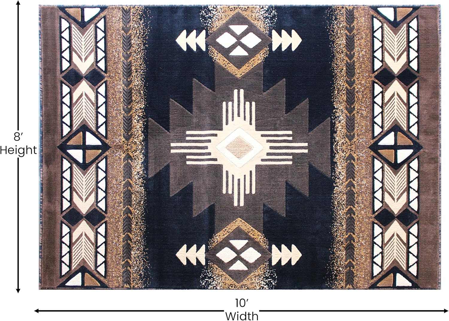 Southwestern Style 8' x 10' Rustic Brown Area Rug with Jute Backing gallery