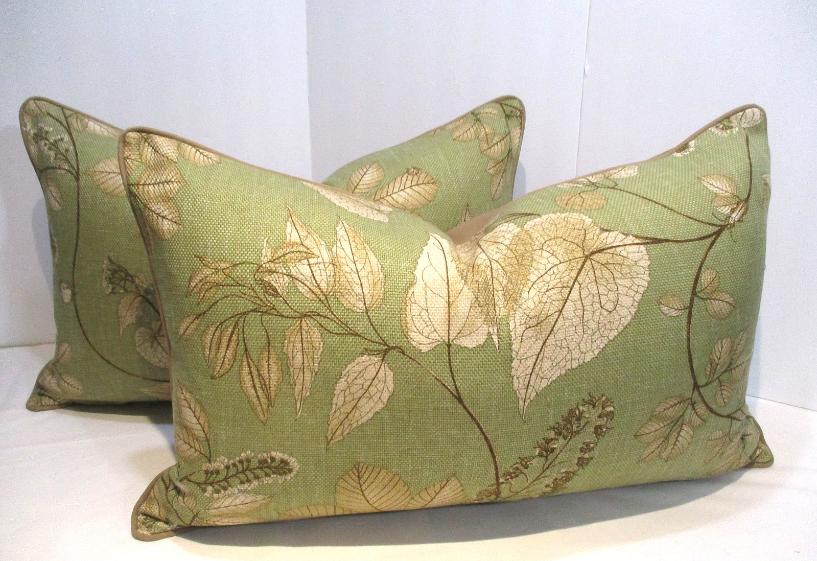 Green & Brown Pillow Covers,Fall Foliage & Ladybugs P Kaufman Fabric 25x16", New gallery