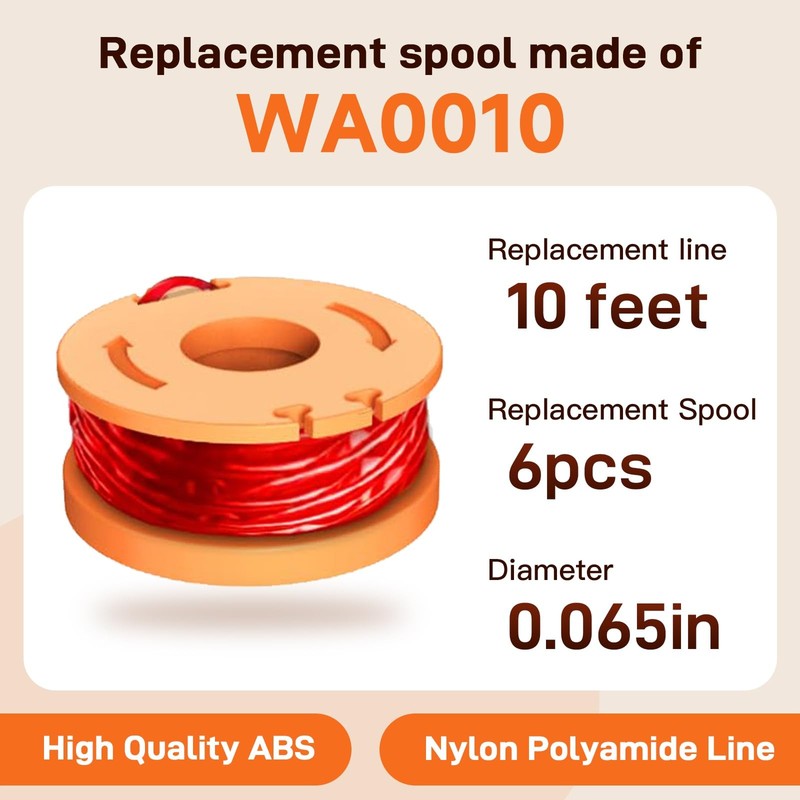 6 Spools 1 Cap for Weed Eater Trimmer Line 0.065in Autofeed Replacement gallery