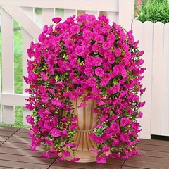 4Pcs UV Resistant Artificial Hanging Morning Glory Flower Faux Vine Garden Decor
