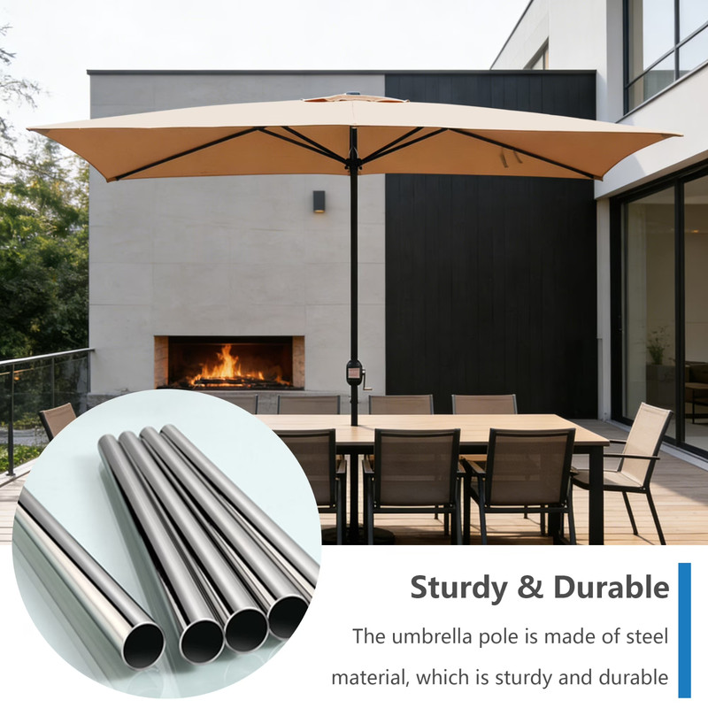 10x6.5ft Rectangular Patio Umbrella with Crank Handle, Outdoor Market Umbrella w gallery