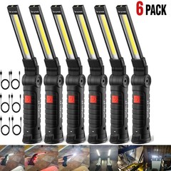 6Pack Rechargeable COB LED Work Light Magnetic Flashlight 360° Rotating Foldable