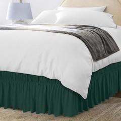 Queen Bed Skirt – Microfiber Ruffle with Adjustable Elastic – Emerald