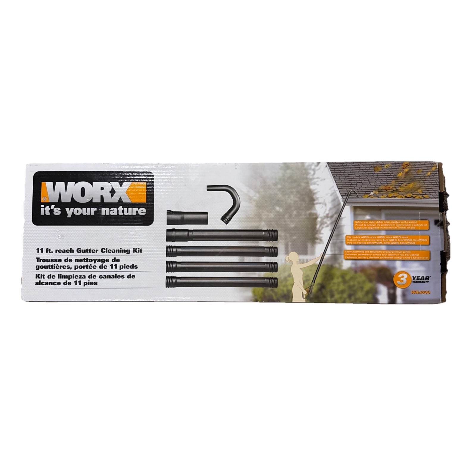 WORX 11 Foot Reach Gutter Cleaning Kit WA4090 Hooks Up To Leaf Blower gallery